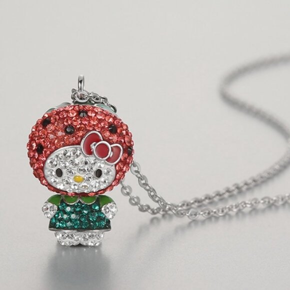 Hello Kitty Swarovski Watermelon Pendant Necklace – Limited Edition - Picture 3 of 4
